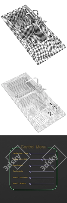 Dual Slot Kitchen Sink: Rigged and Render-Ready 3D model image 5