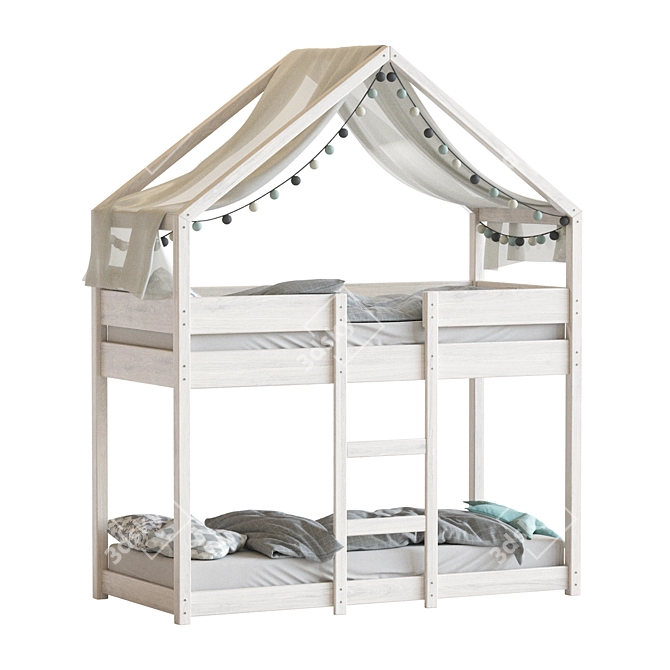 Sofie White Bunk Bed House 3D model image 2