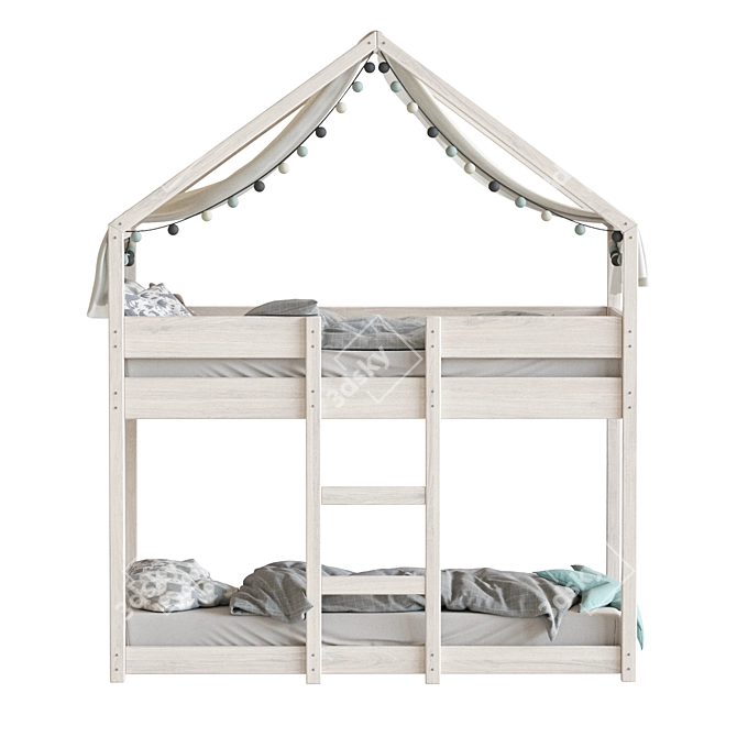 Sofie White Bunk Bed House 3D model image 3