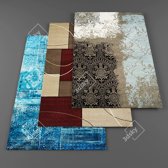 Modern Rug Set - High-Resolution Textures 3D model image 1