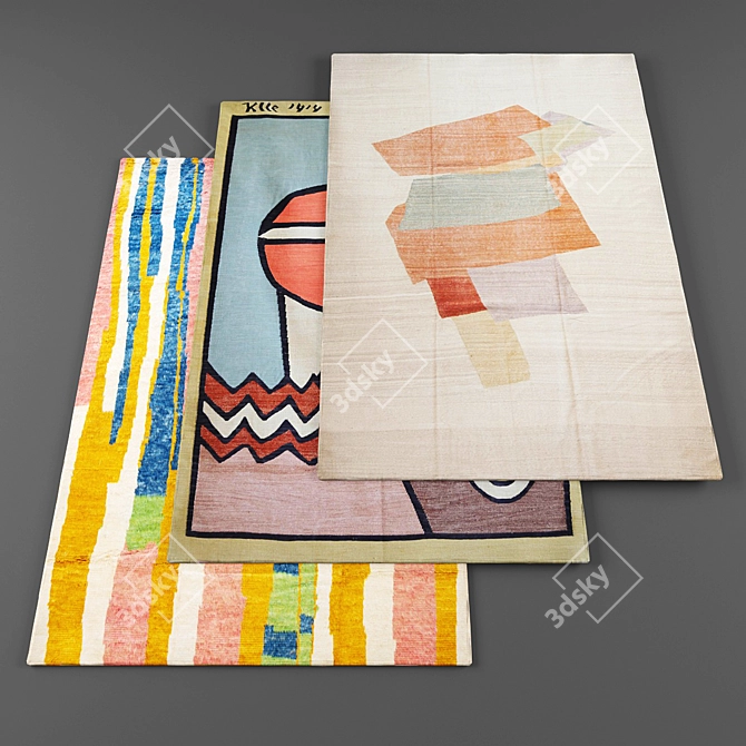 Contemporary Collection: 3 High-Resolution Rugs 3D model image 1