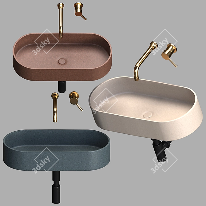 Terazzo Washbasin - Elegant and Durable 3D model image 2