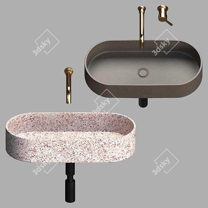 Terazzo Washbasin - Elegant and Durable 3D model image 3