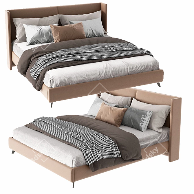 Modern Millimeter-Sized 3D Bed 3D model image 1