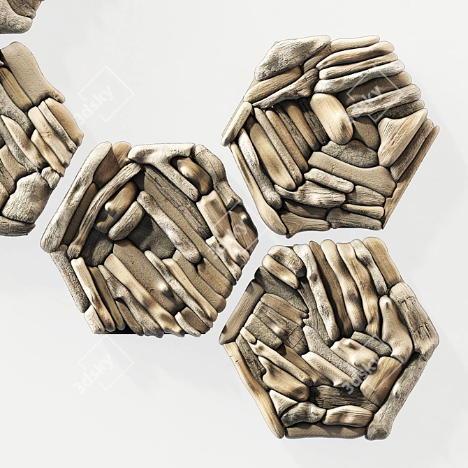 Hexagon Splinter Panel - Smooth Geometry, UVW Unwrap, Various Formats 3D model image 2