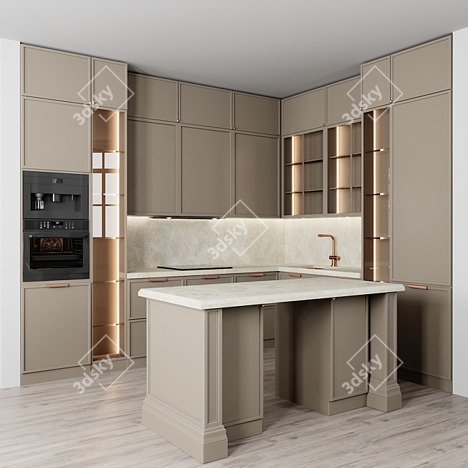 Modern Kitchen Interior Set 3D model image 1