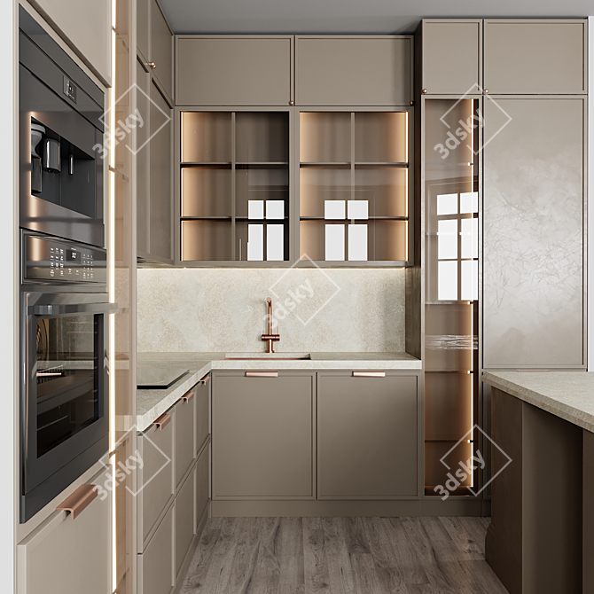 Modern Kitchen Interior Set 3D model image 2