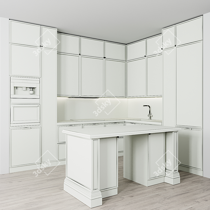 Modern Kitchen Interior Set 3D model image 4