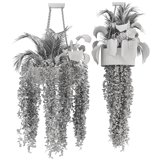 Metal Box Hanging Plants - Set 89 3D model image 7