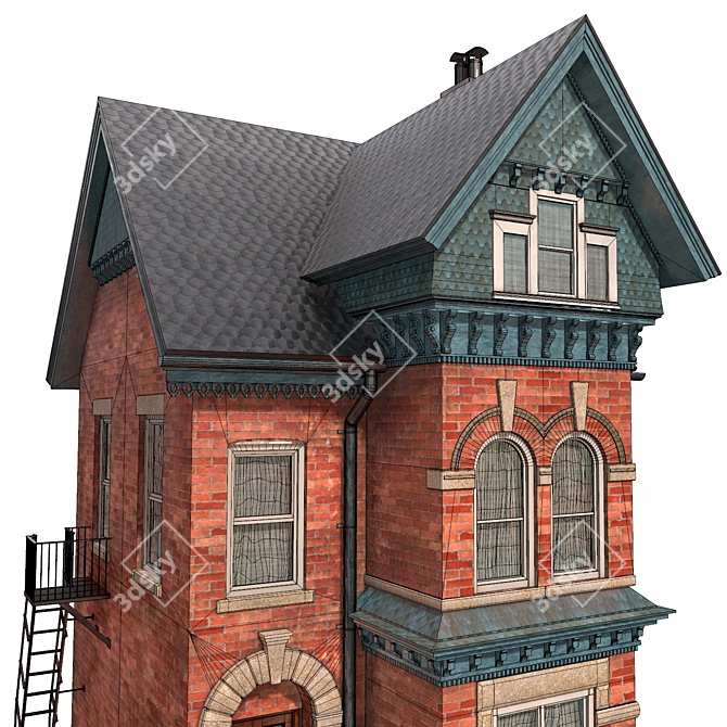 Victorian House 01: Low Poly, PBR, Game-Ready 3D model image 3