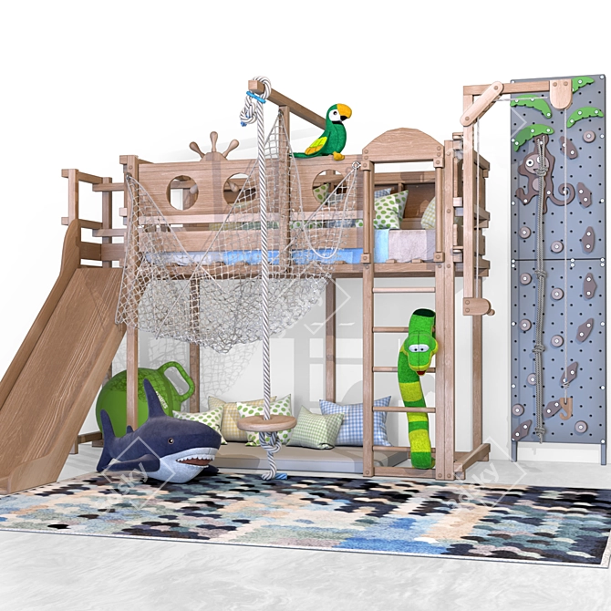 Woodland Loft Bed 3D model image 1