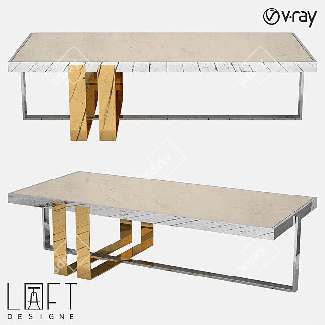 LoftDesigne 6115: Metal and Glass Coffee Table 3D model image 1