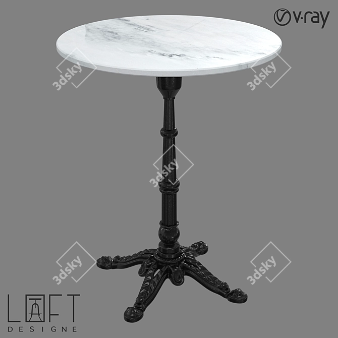 Sleek Metal and Marble Table 3D model image 1