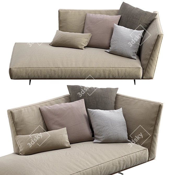 Stylish Evergreen Chaise Lounge 3D model image 2