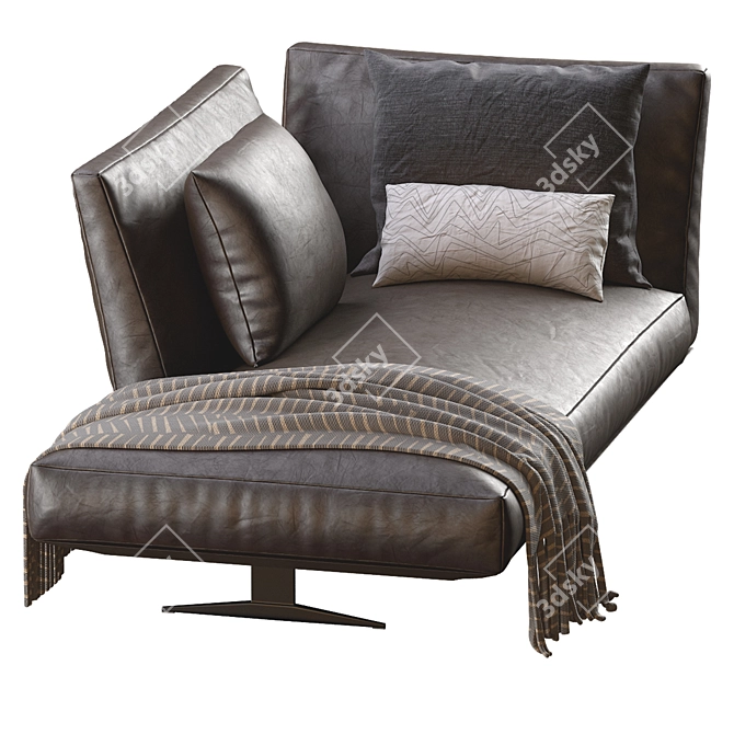 Elegant Evergreen Leather Chaise Lounge 3D model image 6