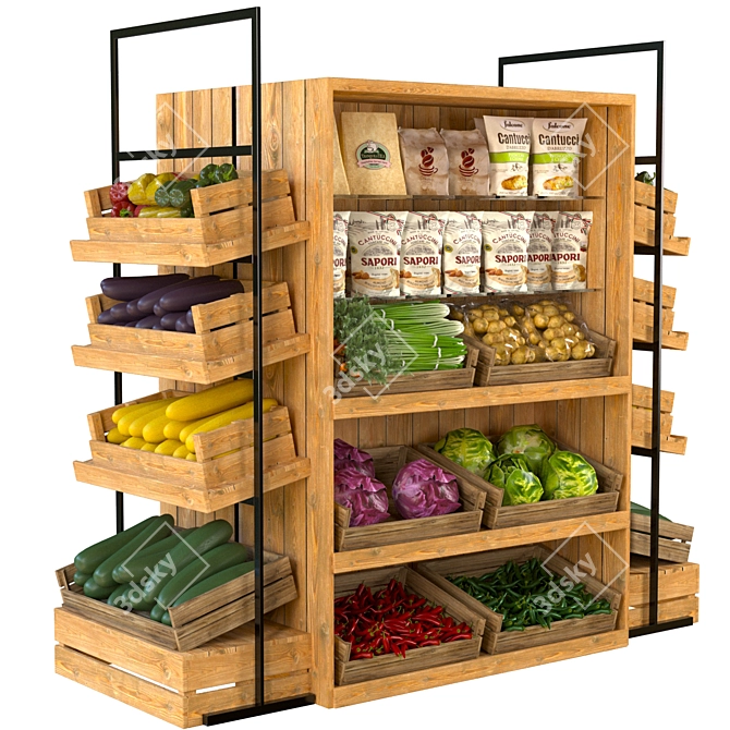 Fresh Harvest Veggie Crate Set 3D model image 1