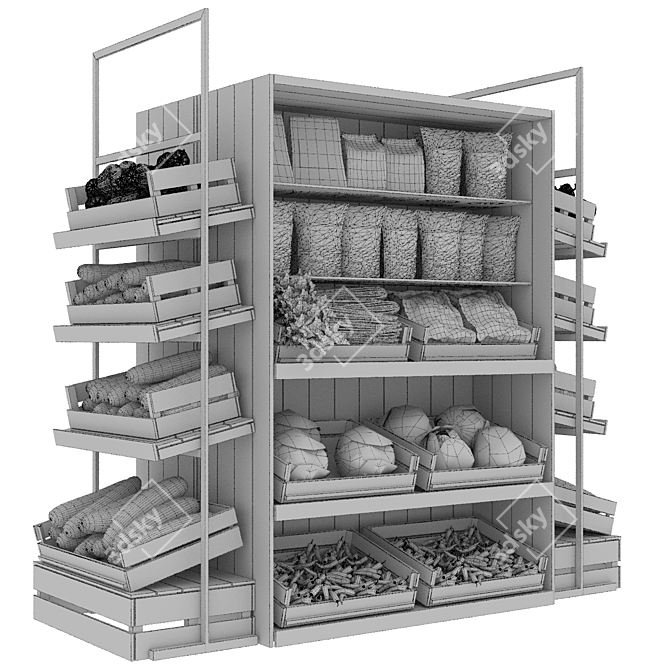 Fresh Harvest Veggie Crate Set 3D model image 2