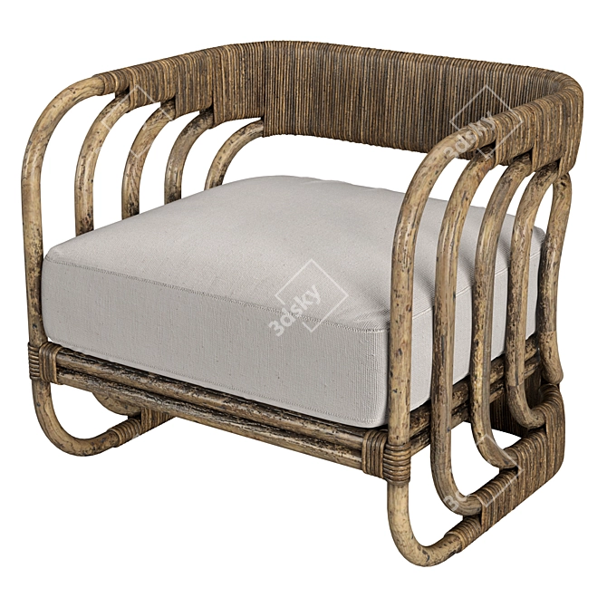 Organic Rattan Hamza Chair 3D model image 1