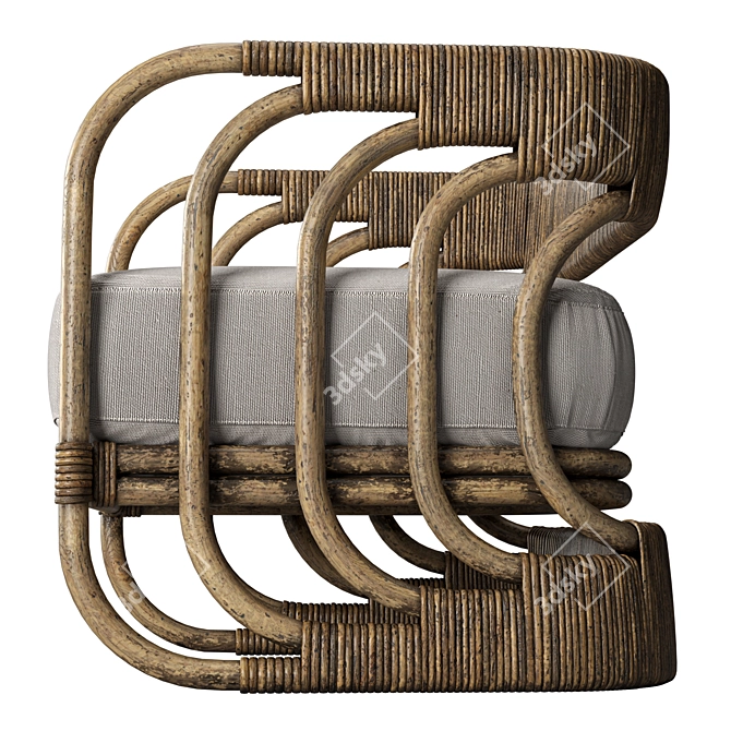 Organic Rattan Hamza Chair 3D model image 2