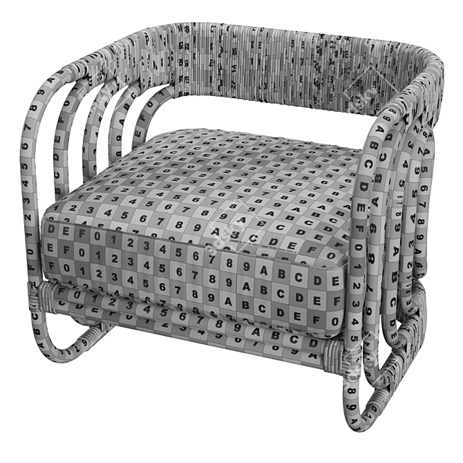 Organic Rattan Hamza Chair 3D model image 7