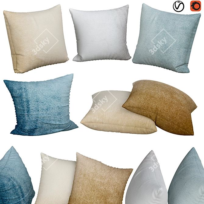 Velvet Lumbar Decorative Pillows 3D model image 1