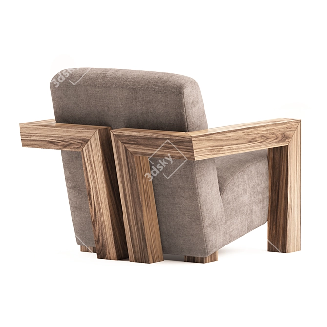 Modern Wood Frame Occasional Chair 3D model image 2