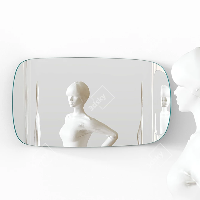 Elegant Curved Edge Mirror Set 3D model image 2