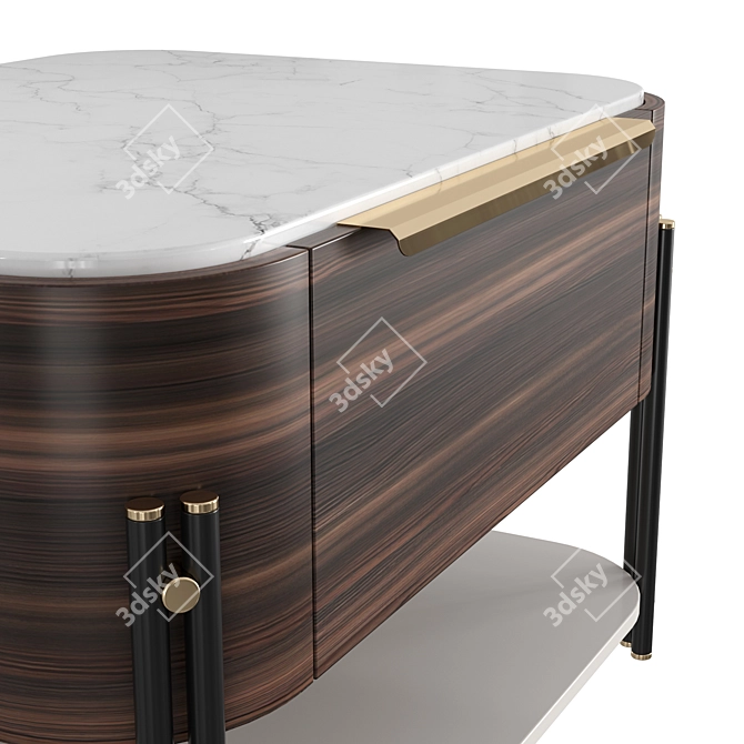 Elegant Bamboo Bedside Table | Praddy PORTUGAL 3D model image 4