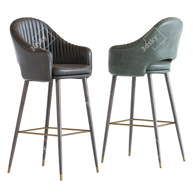 Sleek Deephouse Barstool 3D model image 2