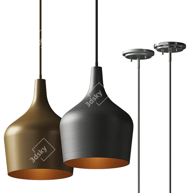 Title: Mid-Century Inspired Bell Pendant 3D model image 2