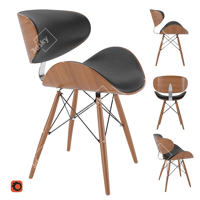 Sleek Gerald Black Chair 3D model image 1