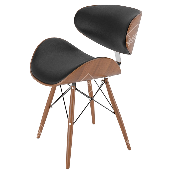 Sleek Gerald Black Chair 3D model image 5