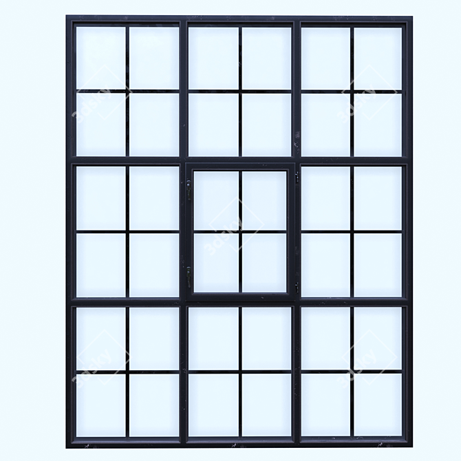 Vintage Black Pane Window 3D model image 1