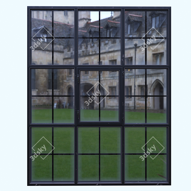Vintage Black Pane Window 3D model image 2