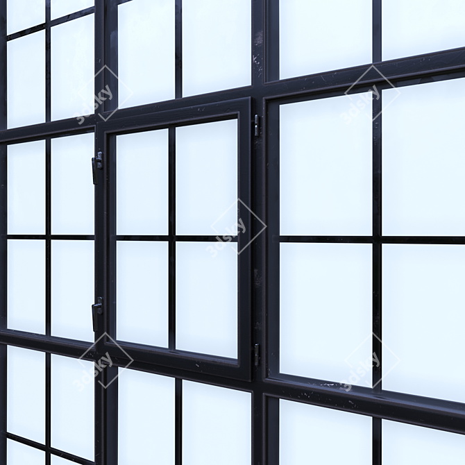 Vintage Black Pane Window 3D model image 3