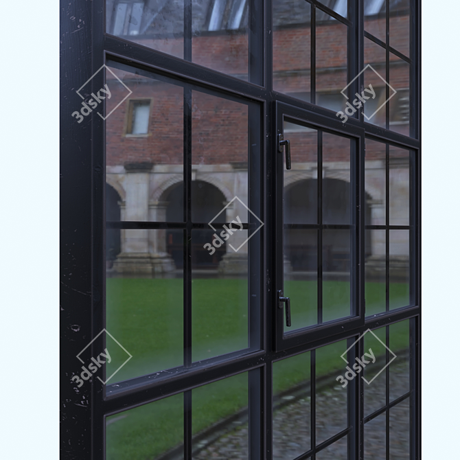 Vintage Black Pane Window 3D model image 4