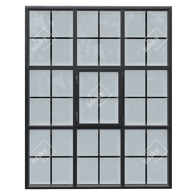 Vintage Black Pane Window 3D model image 6