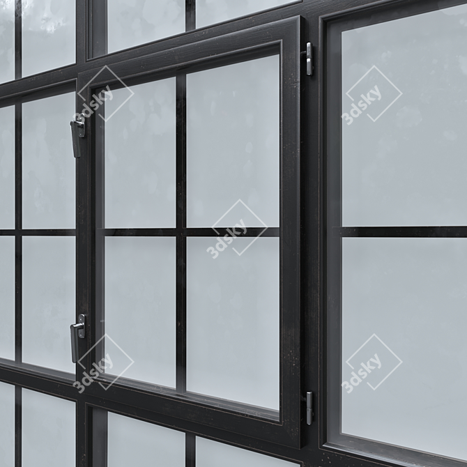 Vintage Black Pane Window 3D model image 8