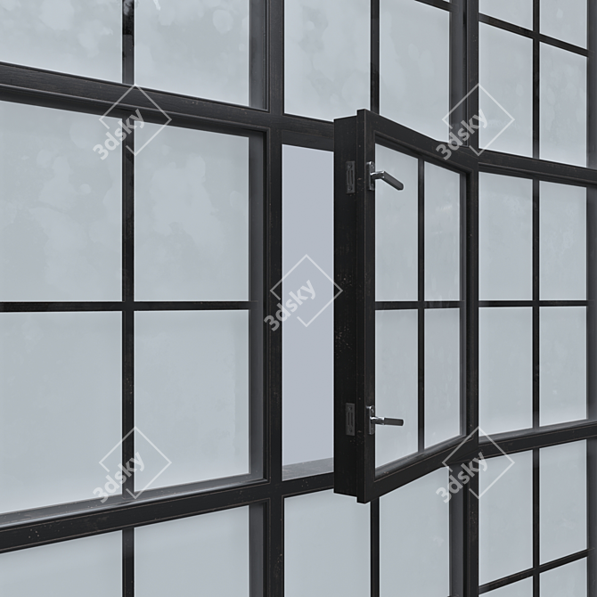 Vintage Black Pane Window 3D model image 9