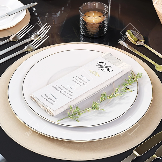 Elegant Table Setting for Dining 3D model image 4