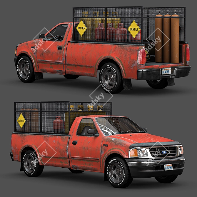 Vintage Rusty Ford F150 3D model image 1