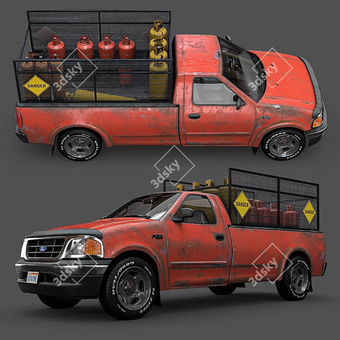 Vintage Rusty Ford F150 3D model image 3