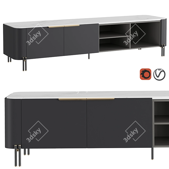 Elegant Bamboo TV Stand 3D model image 1