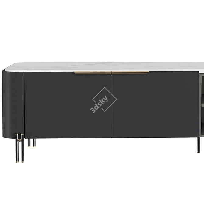 Elegant Bamboo TV Stand 3D model image 2