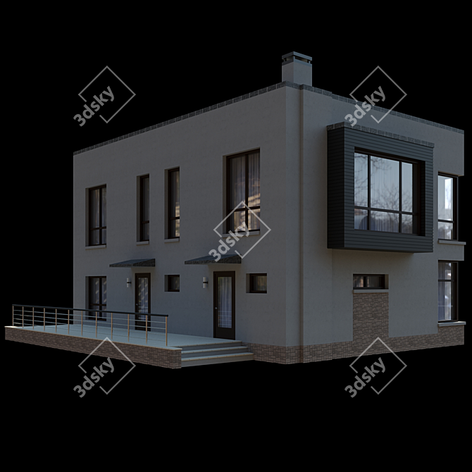 Spacious Two-Story Cottage with Terrace and Balcony 3D model image 4