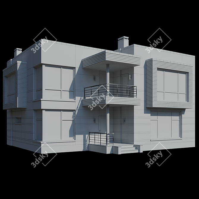 Spacious Two-Story Cottage with Terrace and Balcony 3D model image 5