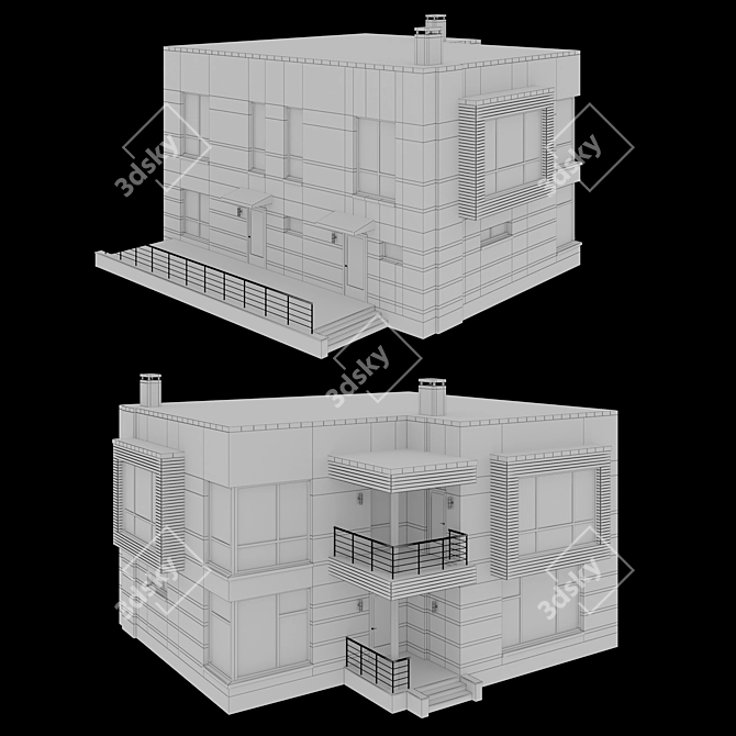 Spacious Two-Story Cottage with Terrace and Balcony 3D model image 10