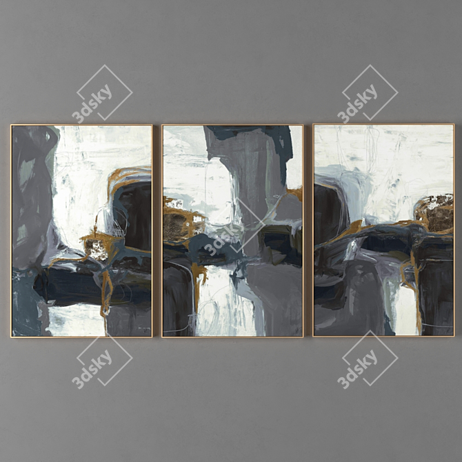  Rustic Collection: Set of 3 Framed Paintings 3D model image 2