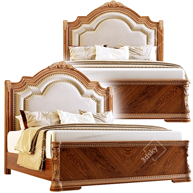 Regal Bliss Queen Sleigh Bed 3D model image 1