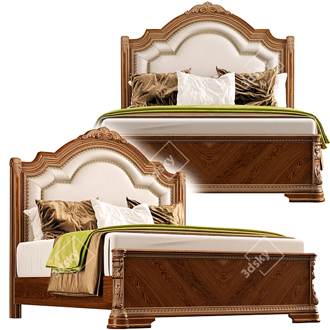 Regal Bliss Queen Sleigh Bed 3D model image 6